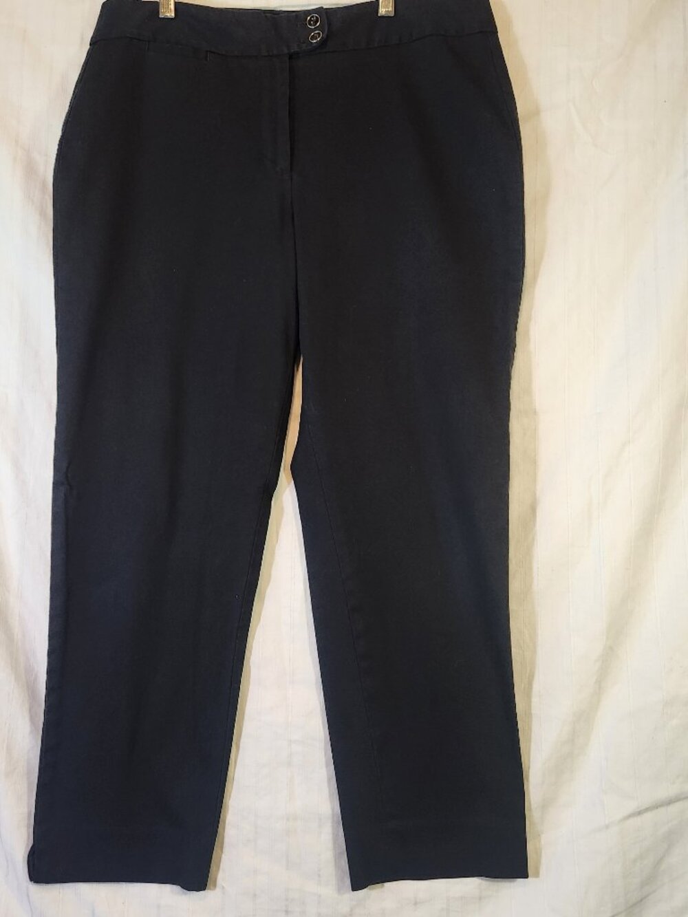 Talbots Heritage Fit Black Textured Ankle Dress Pants Cotton Stretch Size 12
